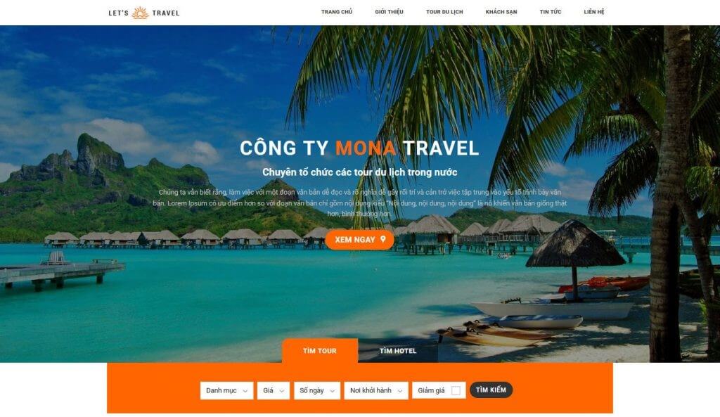 Thiết kế giao diện website ấn tượng, mang đậm không khí du lịch