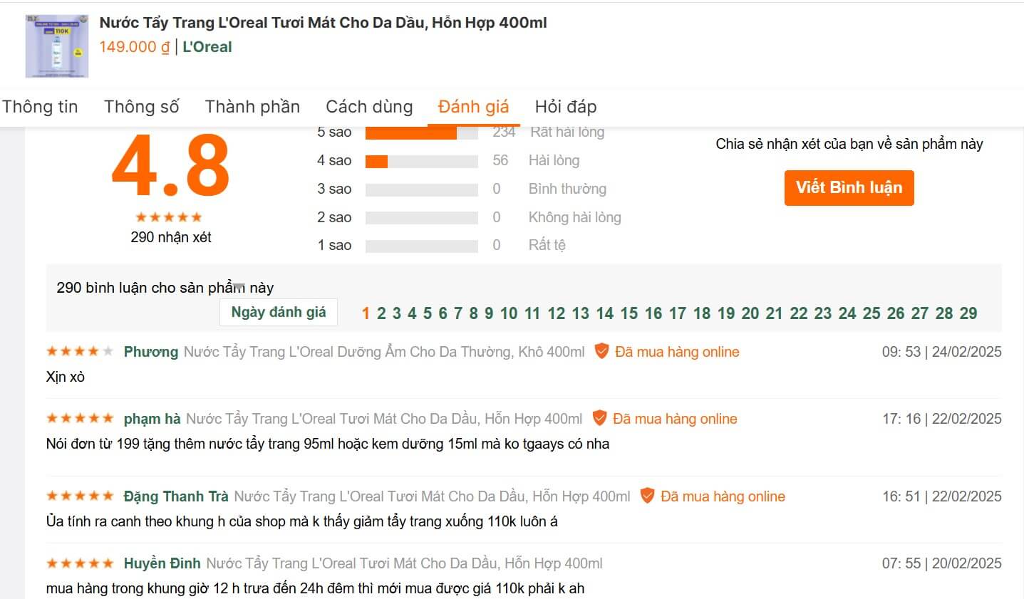 Thiết kế tính năng đánh giá và nhận xét sản phẩm từ người dùng cho website mỹ phẩm